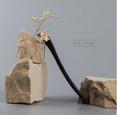 Hot style classic elegant small flower wooden hairpin (Lan Zhi) (size: hairpin length 17cm)