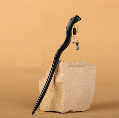 Popular antique-style high-end wooden tassel hairpin (Gantang) (size: hairpin length 17cm)