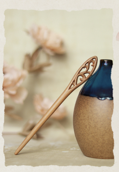 Popular ancient style elegant peach wood original color hairpin (colors vary, shipped randomly) (vase) (size: hairpin length 18cm)
