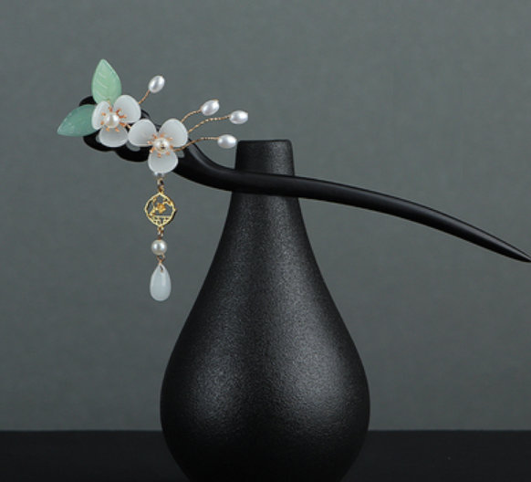 新款黑檀木古風流蘇步搖簪子（笙顏）（尺寸：簪長18cm，流蘇長5.5cm）