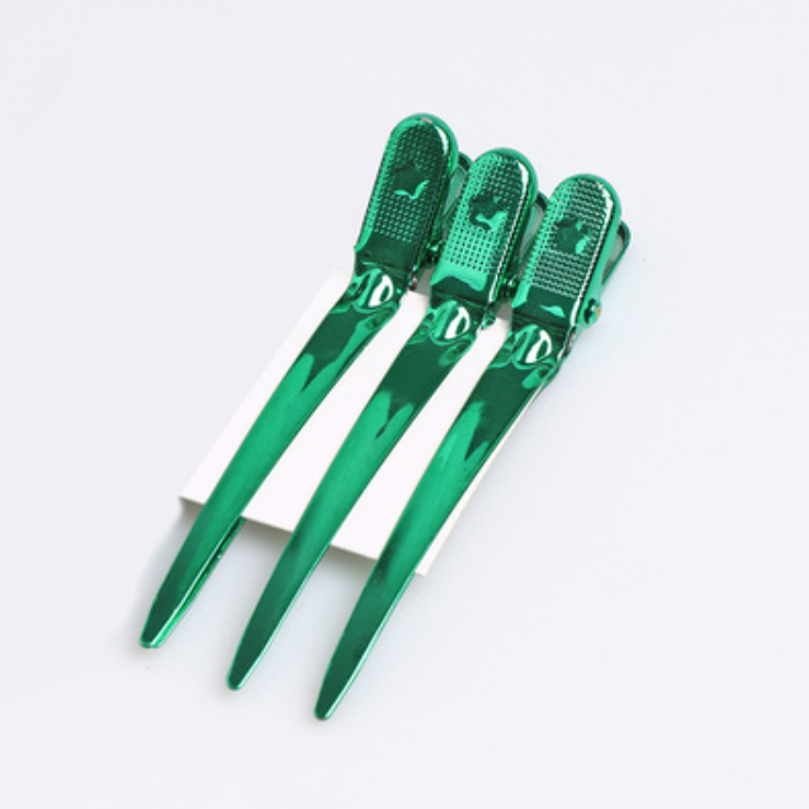 New hair clip, fluffy hair root steel clip, modeling duckbill hair clip (green [3 pieces] size: 0.8cm*8.8cm)