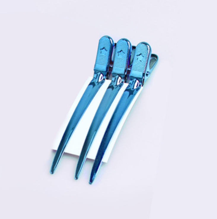 New hair clip, fluffy hair root steel clip, modeling duckbill hair clip (blue [3 pieces] size: 0.8cm*8.8cm)