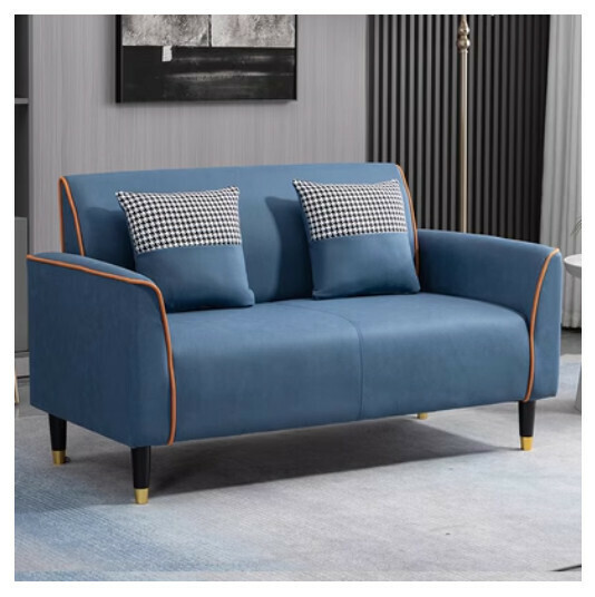 New fabric sofa [sky blue orange [technical cloth]] (double space 105cm (free two pillows)