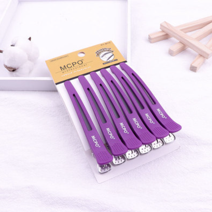 New hair clip, professional hair salon partition positioning clip (purple [6 pcs/pack] size: 11cm*1.5cm)