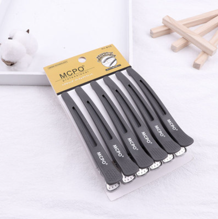 New hair clip, professional hair salon partition positioning clip (grey [6 pcs/pack] size: 11cm*1.5cm)