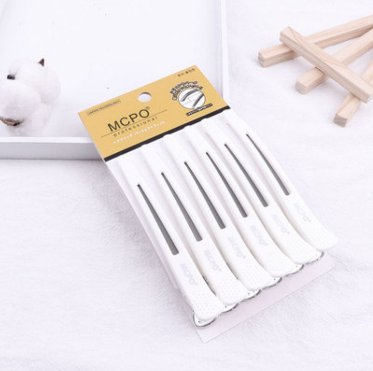 New hair clip, professional hair salon partition positioning clip (white [6 pcs/pack] size: 11cm*1.5cm)