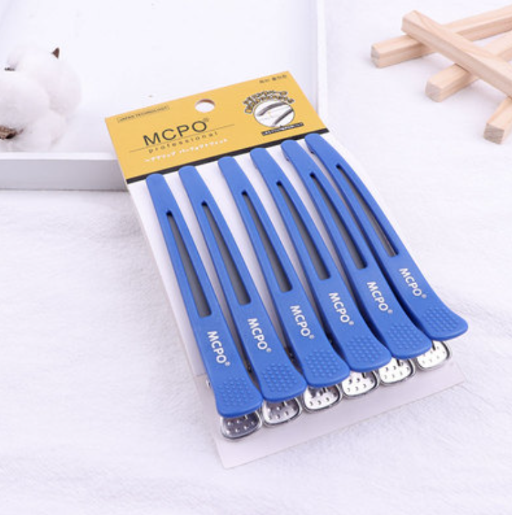 New hair clip, professional hair salon partition positioning clip (blue [6 pcs/pack] size: 11cm*1.5cm)