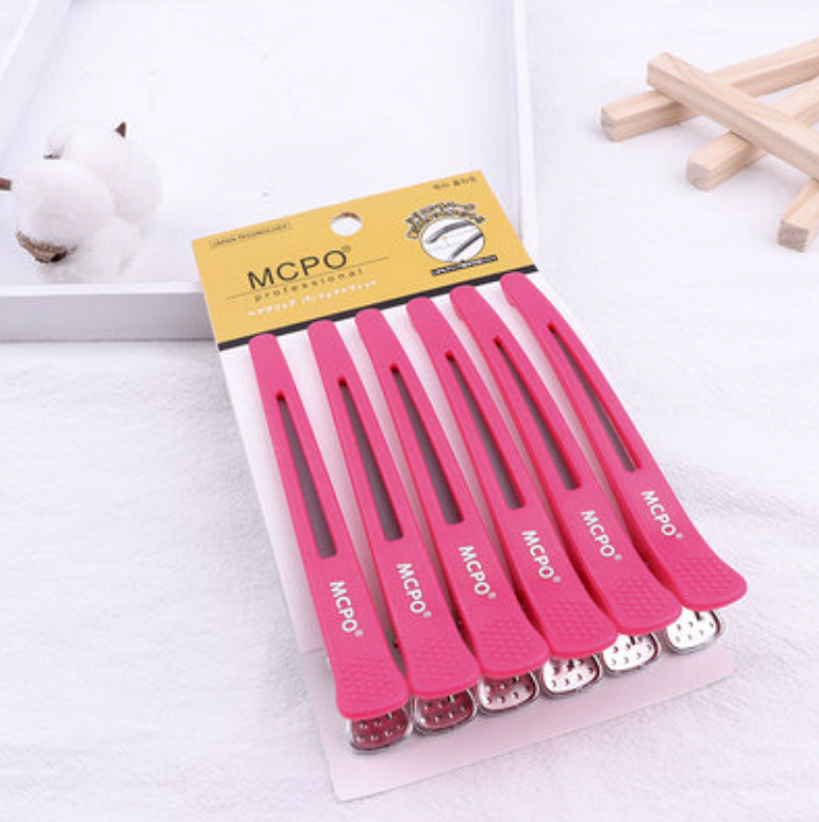 New hair clip, professional hair salon partition positioning clip (pink [6 pcs/pack] size: 11cm*1.5cm)