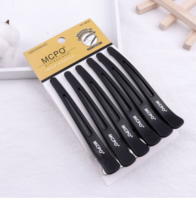 New hair clip, professional hair salon partition positioning clip (black [6 pcs/pack] size: 11cm*1.5cm)