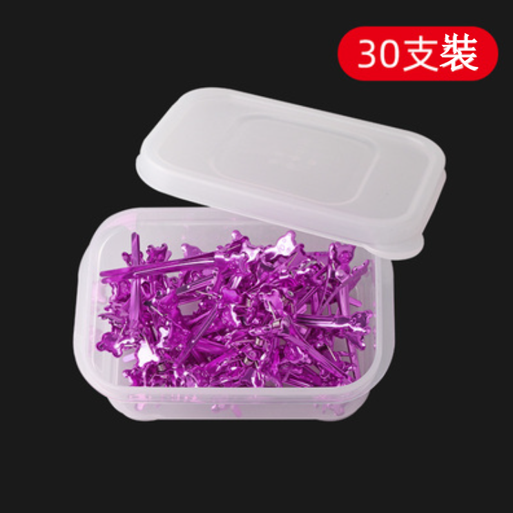New Bear Hairdressing Aluminum Clips, Hair Clips, Corrugated Style Clips (Purple [30 pcs] Size: 5.5cm)