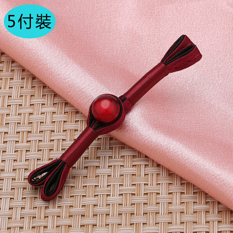 New style [5 sets] cheongsam button clothing accessories (dark red envelope, black, free needle and thread)