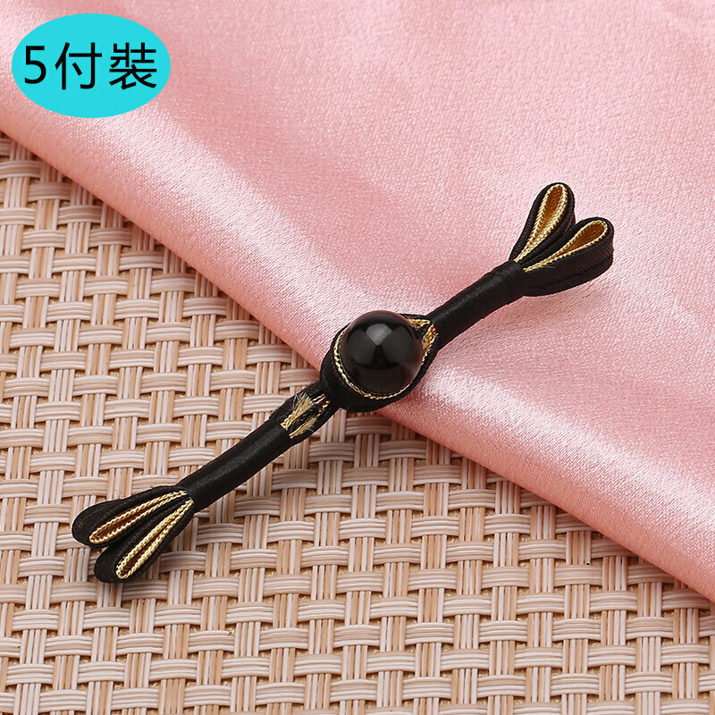 New style [5 sets] cheongsam button clothing accessories (black gold-wrapped, free needle and thread)