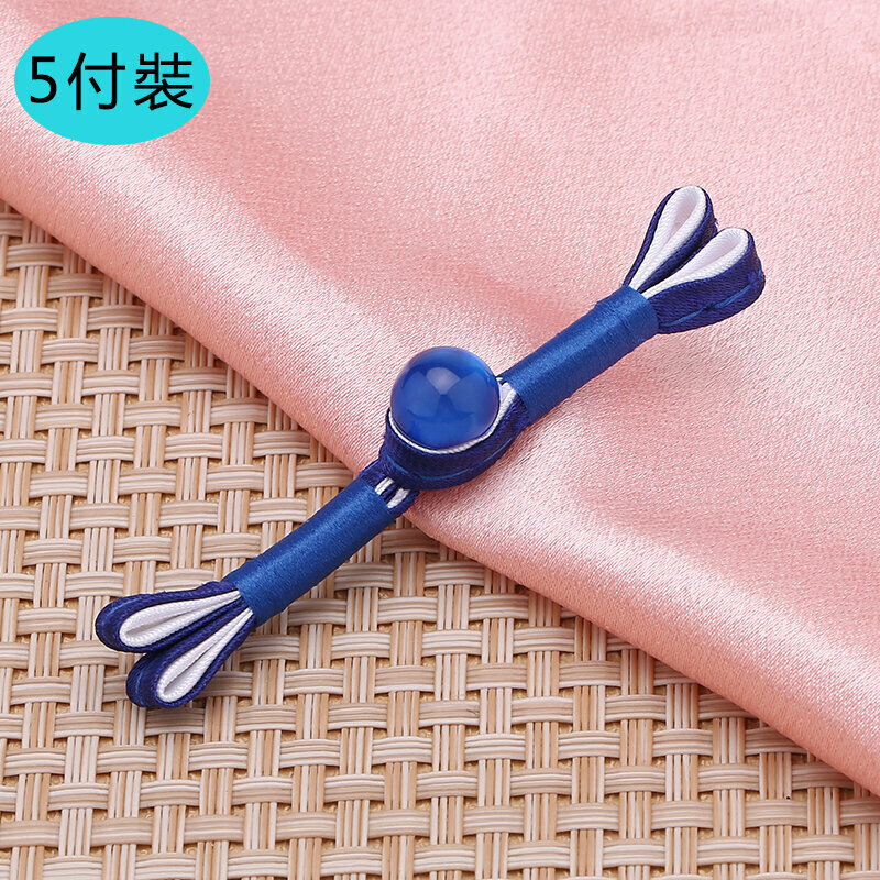 New style [5 sets] cheongsam button clothing accessories (blue bag white, free needle and thread)