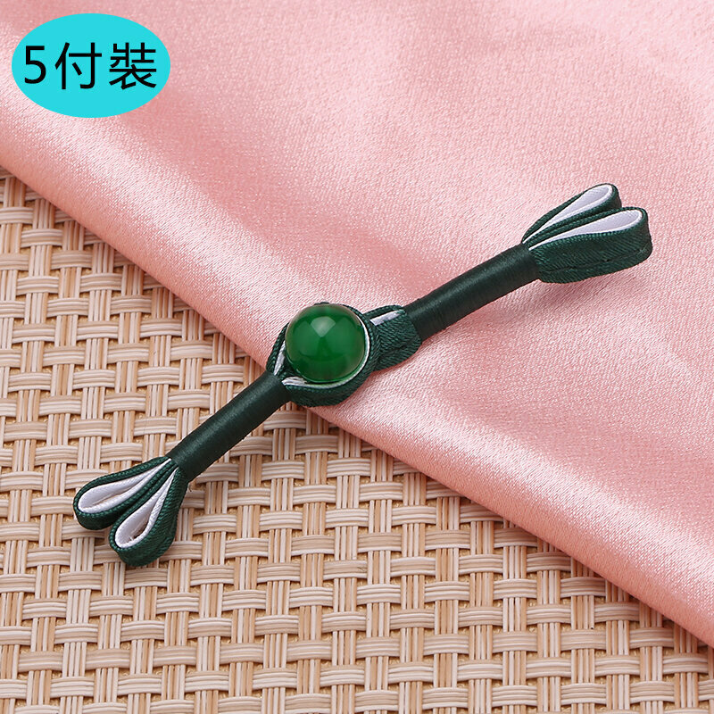 New style [5 sets] cheongsam button clothing accessories (green and white ink bag, free needle and thread)