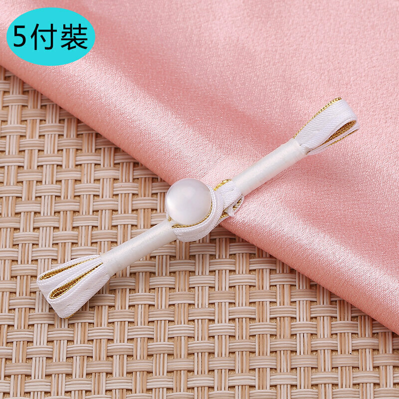 New style [5 sets] cheongsam button clothing accessories (white gold-wrapped, free needle and thread)