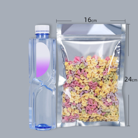 Hot push flat bottom translucent aluminum-plated ziplock bags (16 silk 16*24CM 100 pieces)