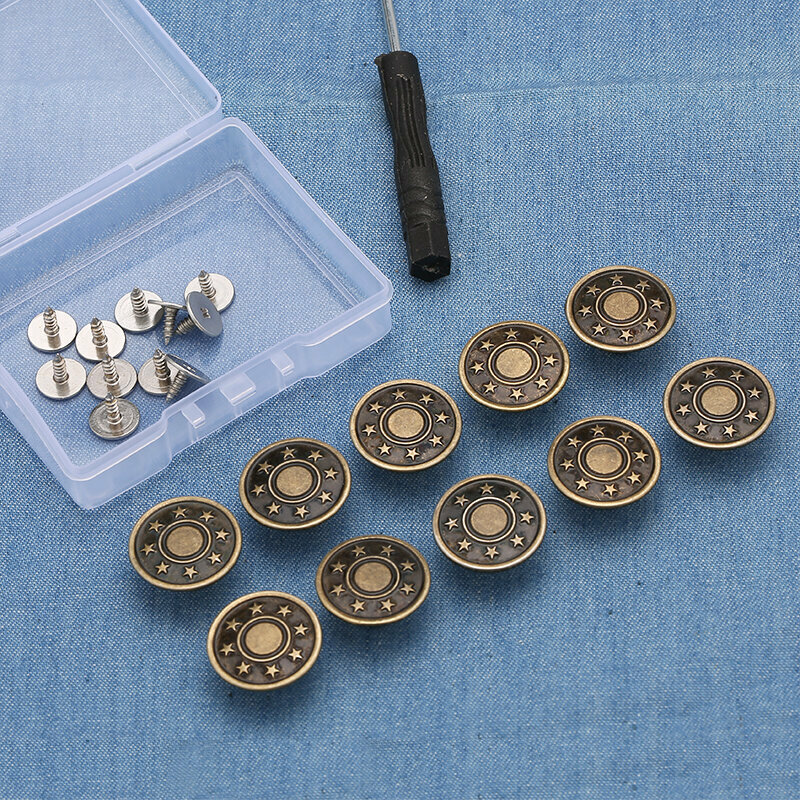New style [10 pieces] metal button clothing accessories jeans button (17mm with installation tools) (No. 16)