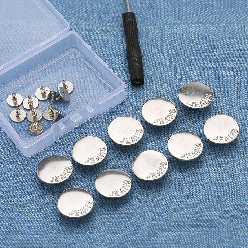 New style [pack of 10] metal buttons for clothing accessories, jeans buttons (17mm with installation tools) (No. 7)