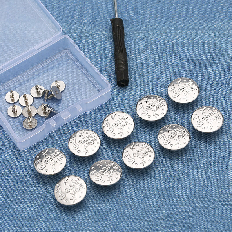 New style [pack of 10] metal buttons, clothing accessories, jeans buttons (17mm with installation tools) (No. 2)
