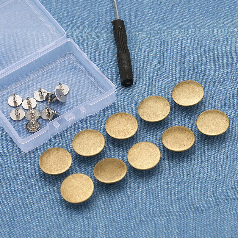 New style [pack of 10] metal buttons, clothing accessories, jeans buttons (17mm with installation tools) (No. 17)