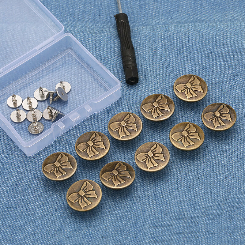 New style [pack of 10] metal buttons for clothing accessories, jeans buttons (17mm with installation tools) (No. 12)
