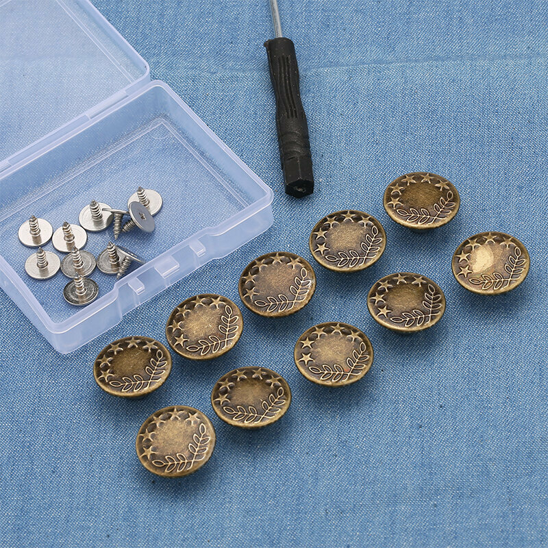 New style [pack of 10] metal buttons for clothing accessories, jeans buttons (17mm with installation tools) (No. 10)