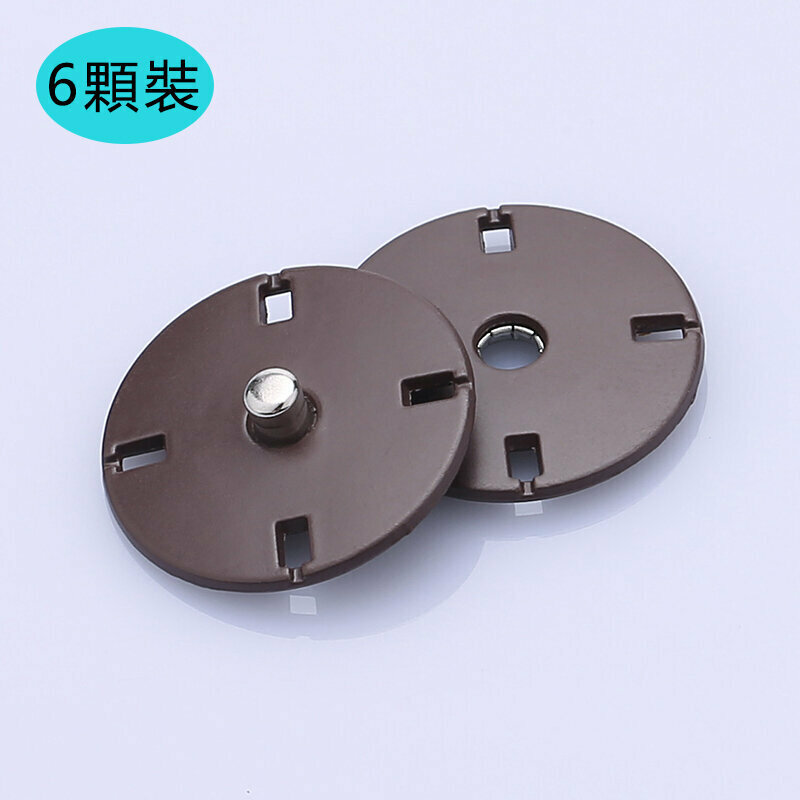 新款【6顆裝】暗扣金屬紐扣衣服配件(18mm 送針線)（22#咖啡）