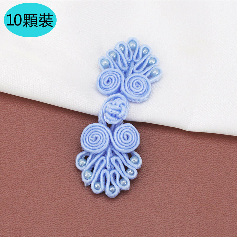 New style [10 pieces] cheongsam buckle clothing accessories (sky blue, free needle and thread)