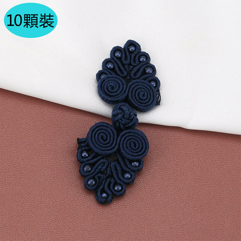 New style [10 pieces] cheongsam buckle clothing accessories (navy blue, free needle and thread)
