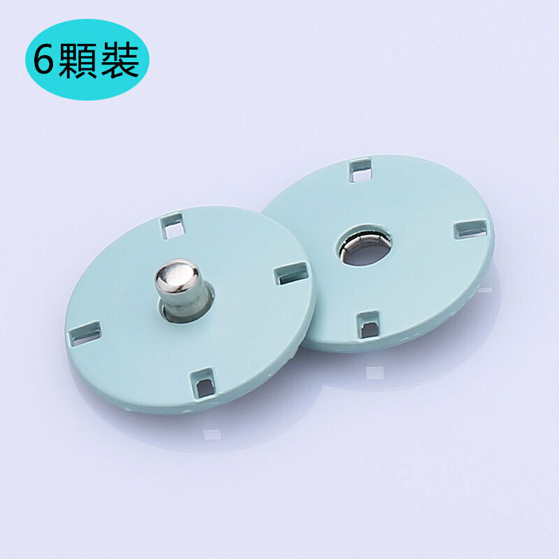 新款【6顆裝】暗扣金屬紐扣衣服配件(18mm 送針線)（29#湖藍）