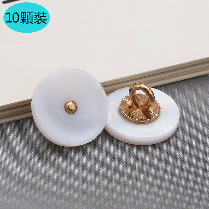 New style [pack of 10] metal buttons clothing accessories (10mm free needle and thread) (20 white shell bowl-shaped feet)