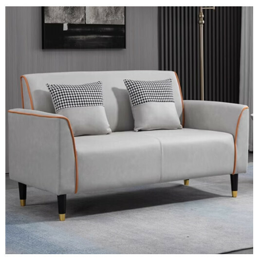 New fabric sofa [light gray orange [technical cloth] (double 105cm (two pillows included))