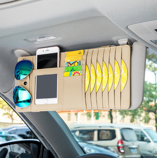 Hot Selling Car Sun Visor Storage Cover (Beige Genuine Leather) [Please contact customer service to confirm the delivery style after placing the order]