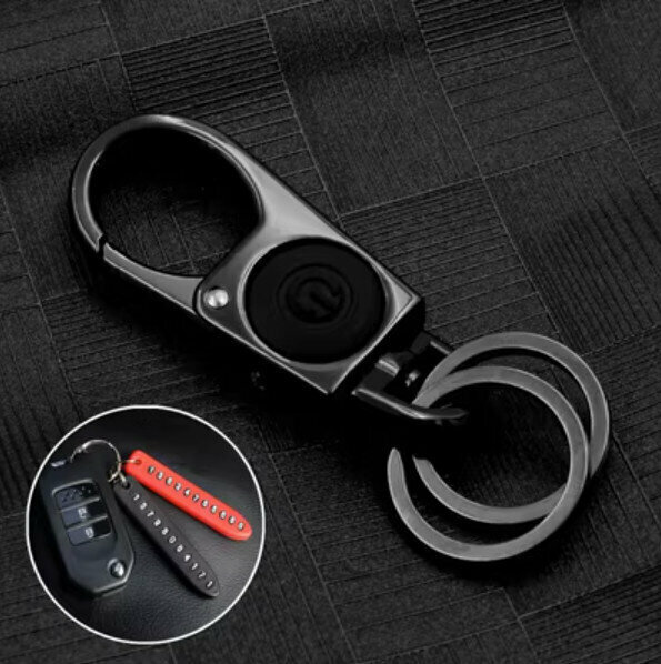 Hot Selling Car Keychain (Lighted Keychain (Gun Black) + Anti-Lost Number Plate)