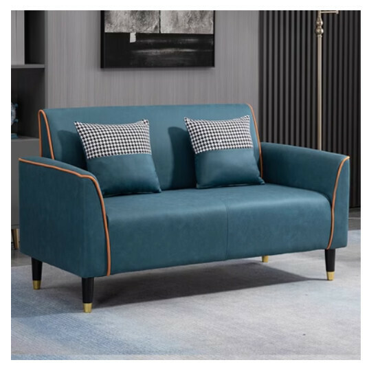 New fabric sofa [dark blue orange [technical fabric]] (double 105cm (free two pillows)
