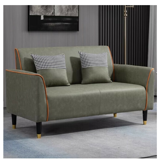 New fabric sofa [olive green orange [technical cloth]) (double 105cm (free two pillows)