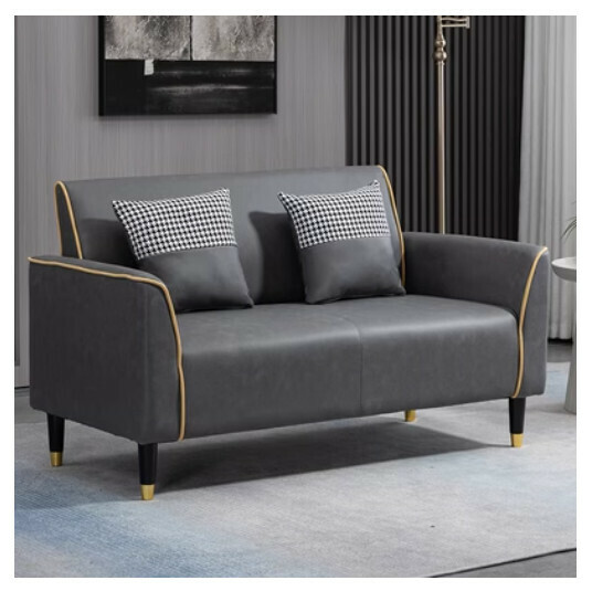 New fabric sofa [grey yellow] [technical cloth] (double space 105cm (free two pillows)