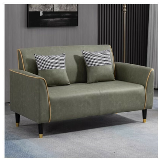 New fabric sofa [olive green yellow] [technical cloth] (double 105cm (free two pillows)