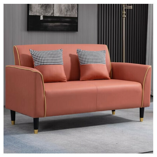 New fabric sofa [orange-red-yellow [technical fabric]) (double 105cm (free two pillows)