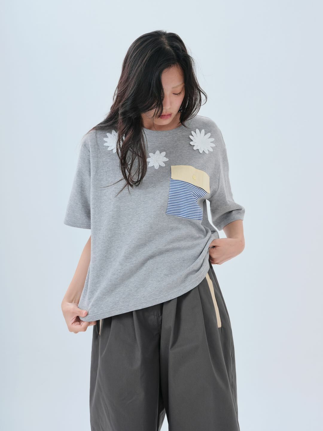 預購 - KR 立體花花條子Pocket Top