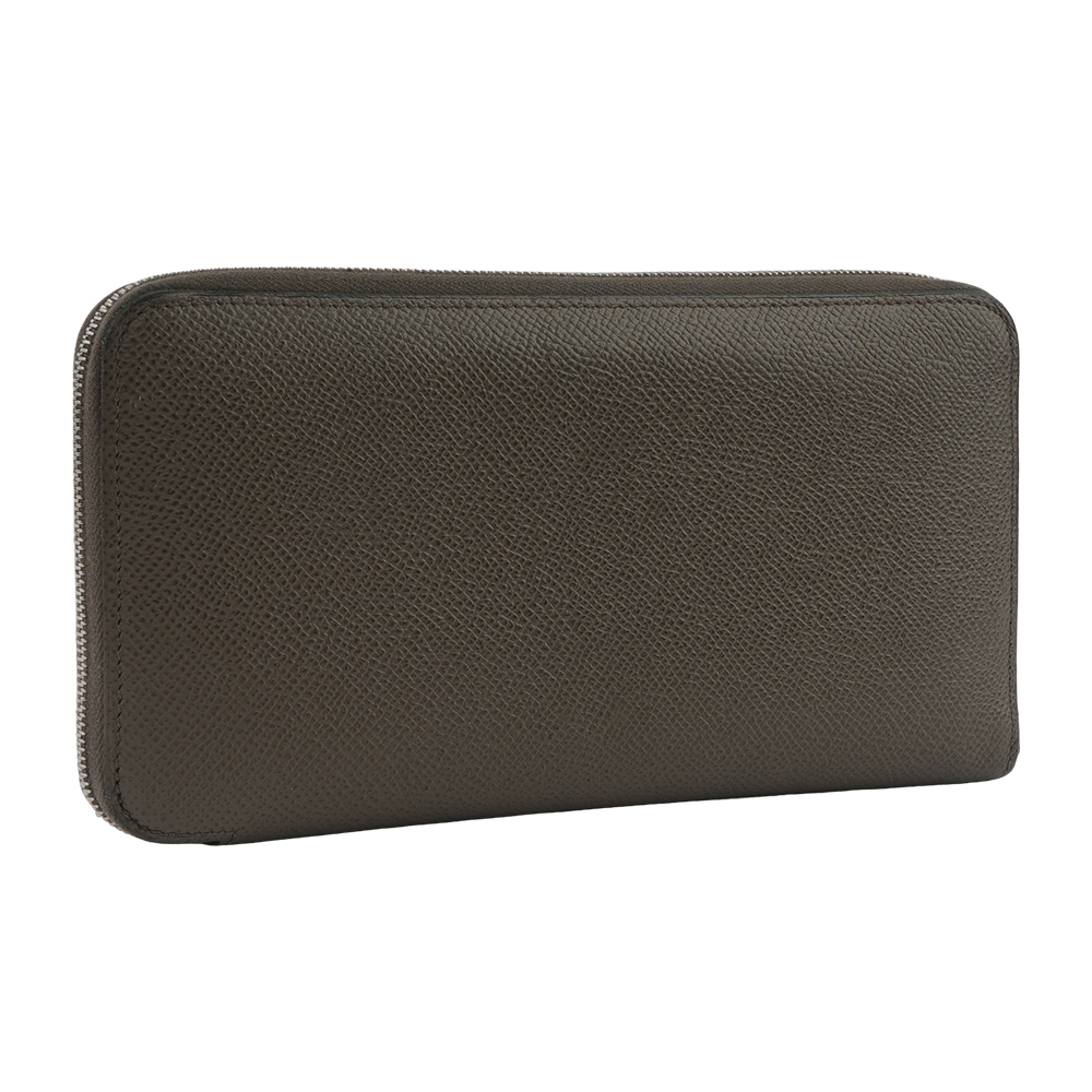 【HERMES】Epsom 皮革圖案絲巾ㄇ形拉鍊長夾(雪茄色) HE21000078