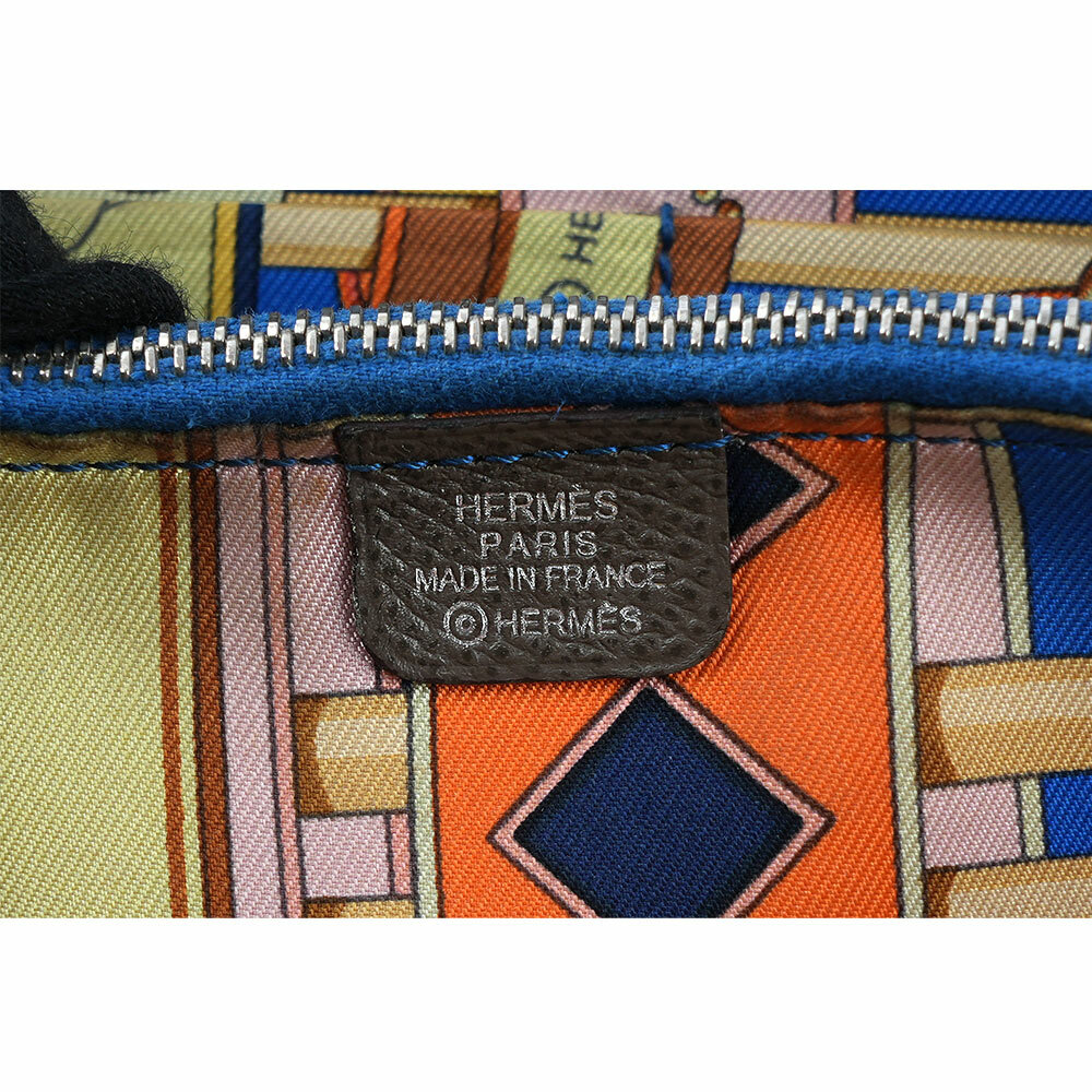 【HERMES】Epsom 皮革圖案絲巾ㄇ形拉鍊長夾(雪茄色) HE21000078