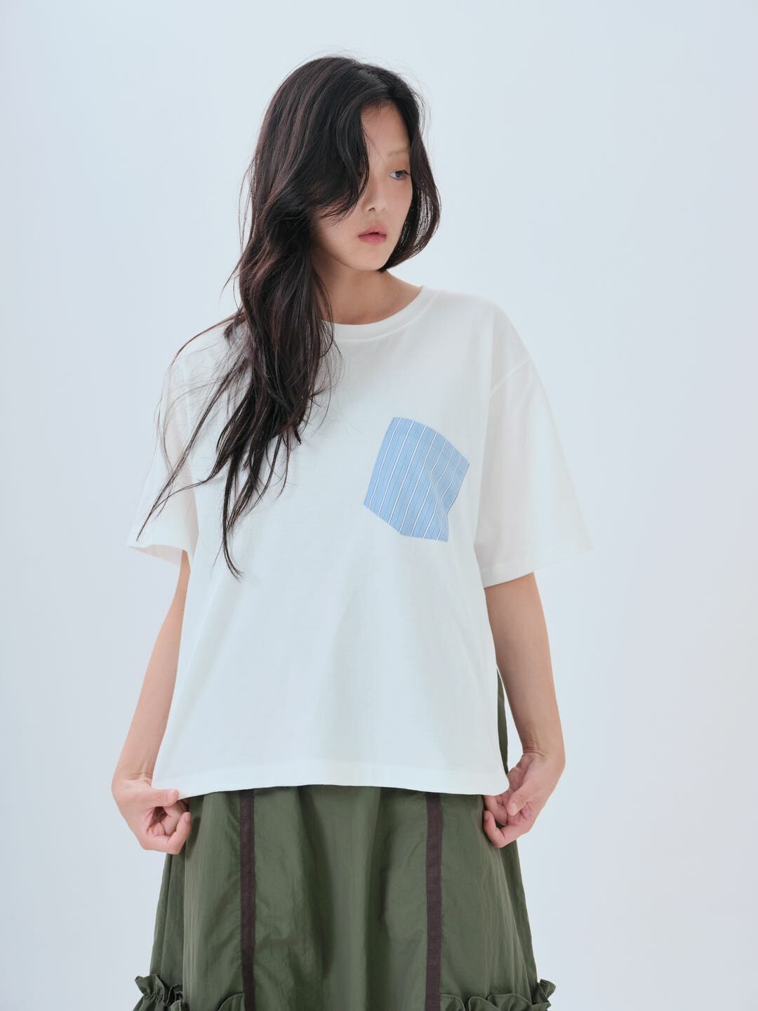 預購 - KR 條子Pocket側開鈕Top