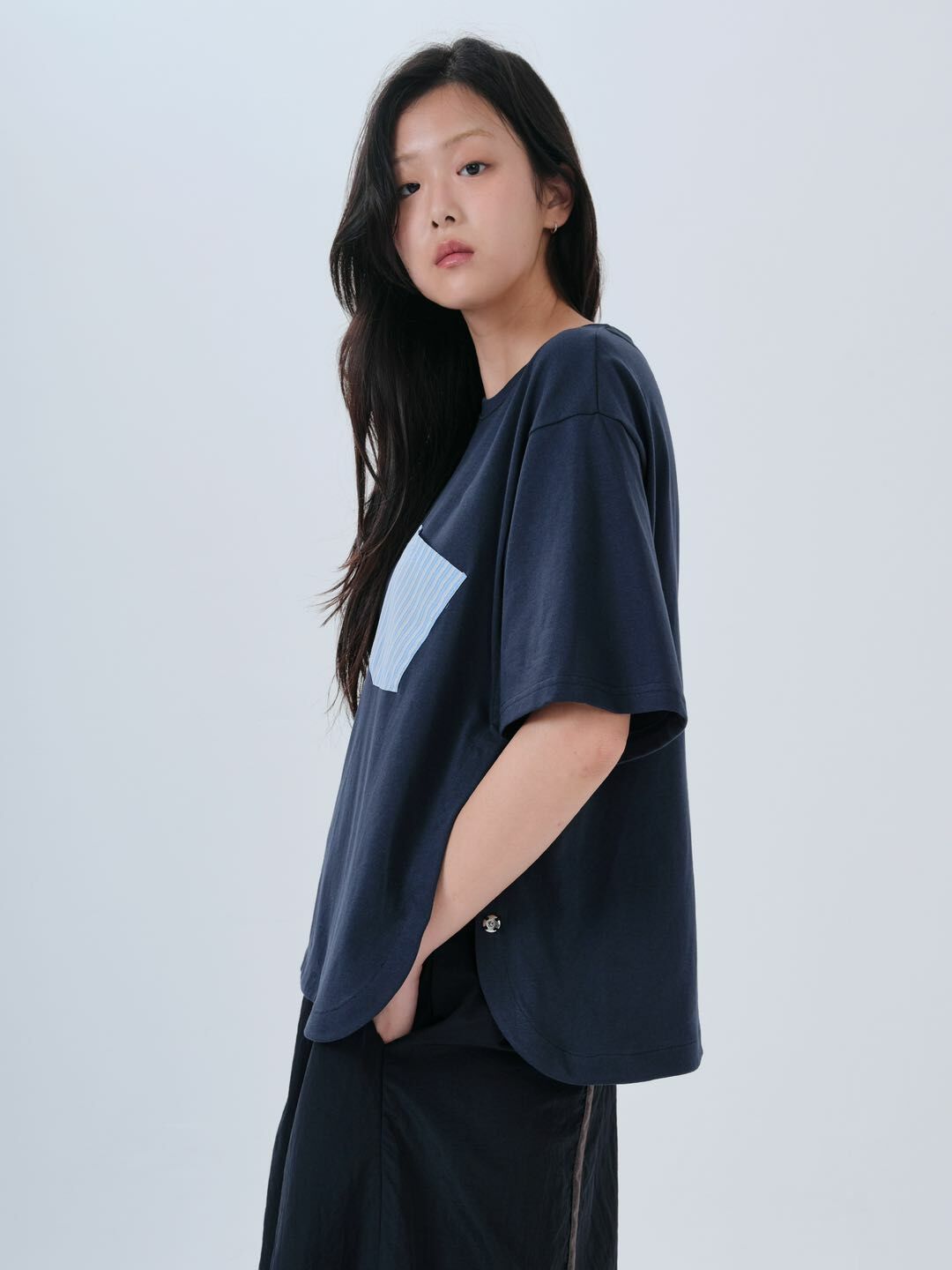 預購 - KR 條子Pocket側開鈕Top