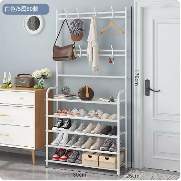 Hot recommended shoe cabinet doorway bedroom shoe cabinet hanger floor standing vertical multifunctional shoe cabinet large capacity (5 layers - white [width 80cm])
