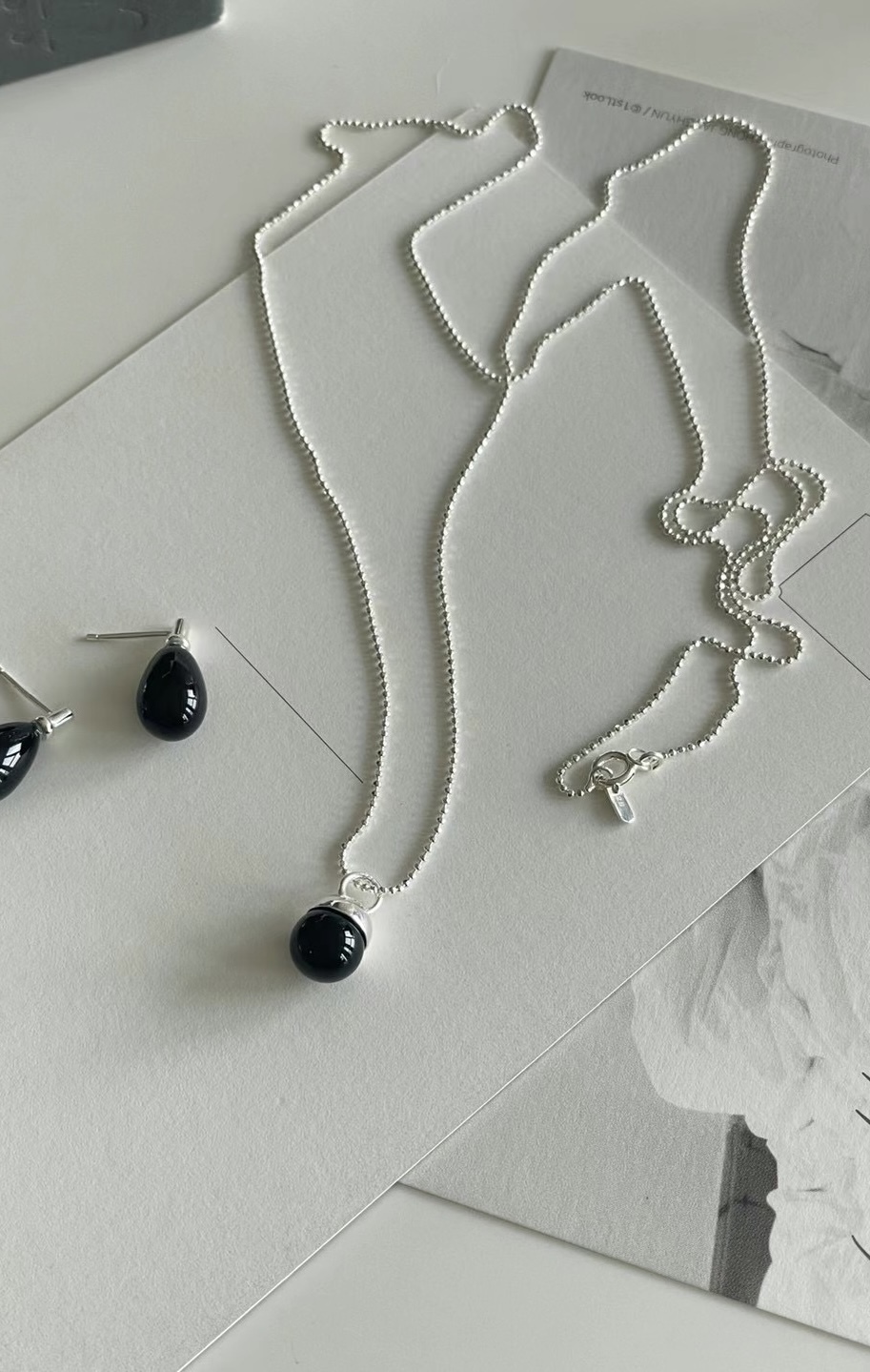 Onyx Long necklace  ͙S925