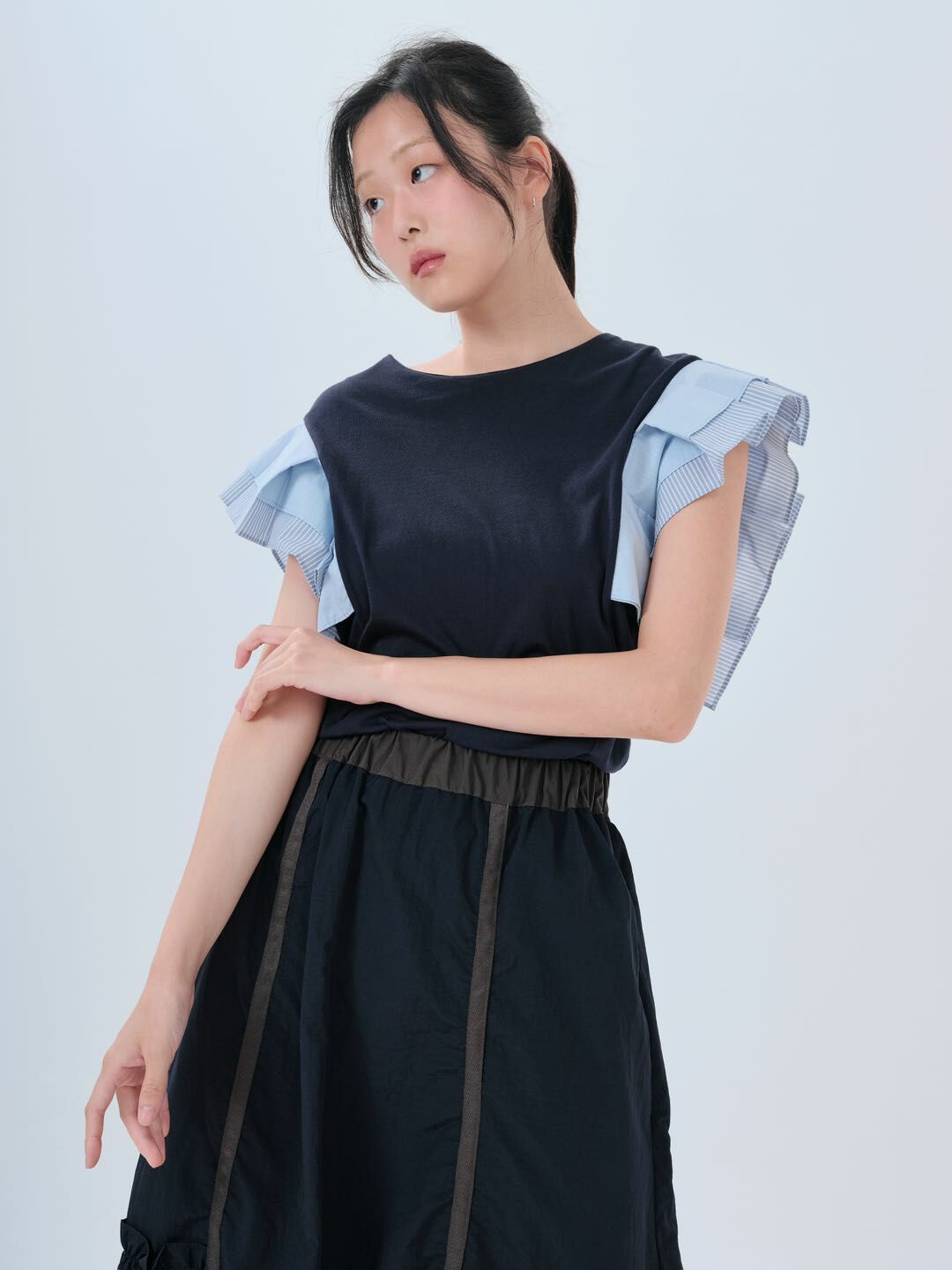 預購 - KR 手袖雙層百褶Top