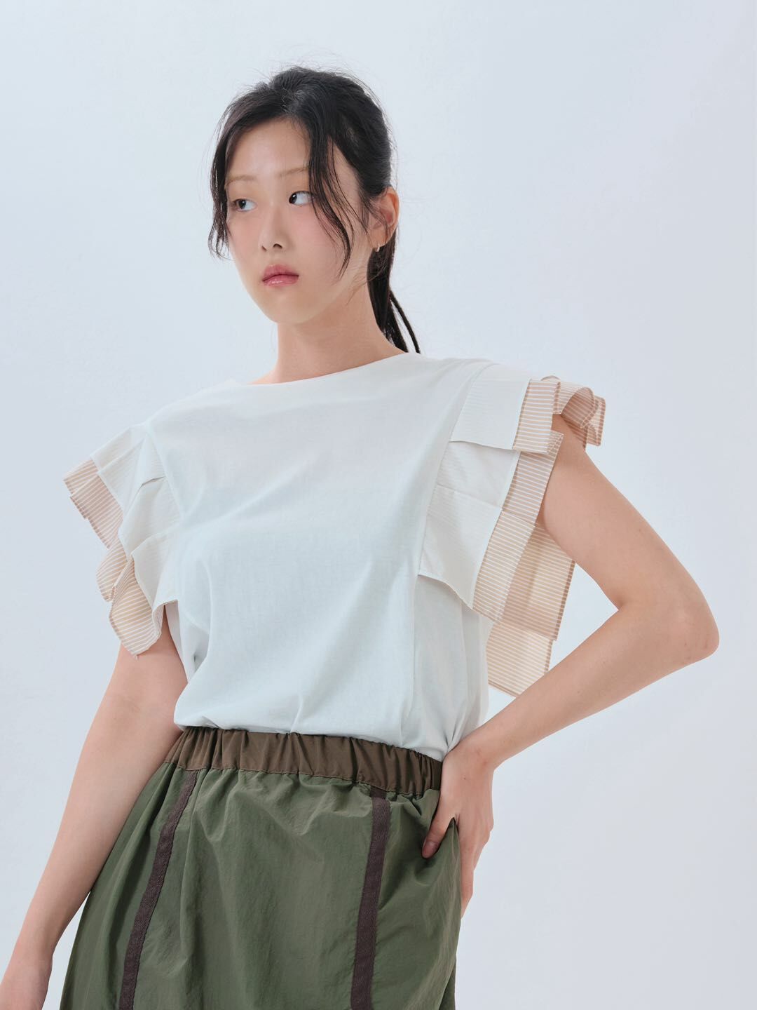 預購 - KR 手袖雙層百褶Top