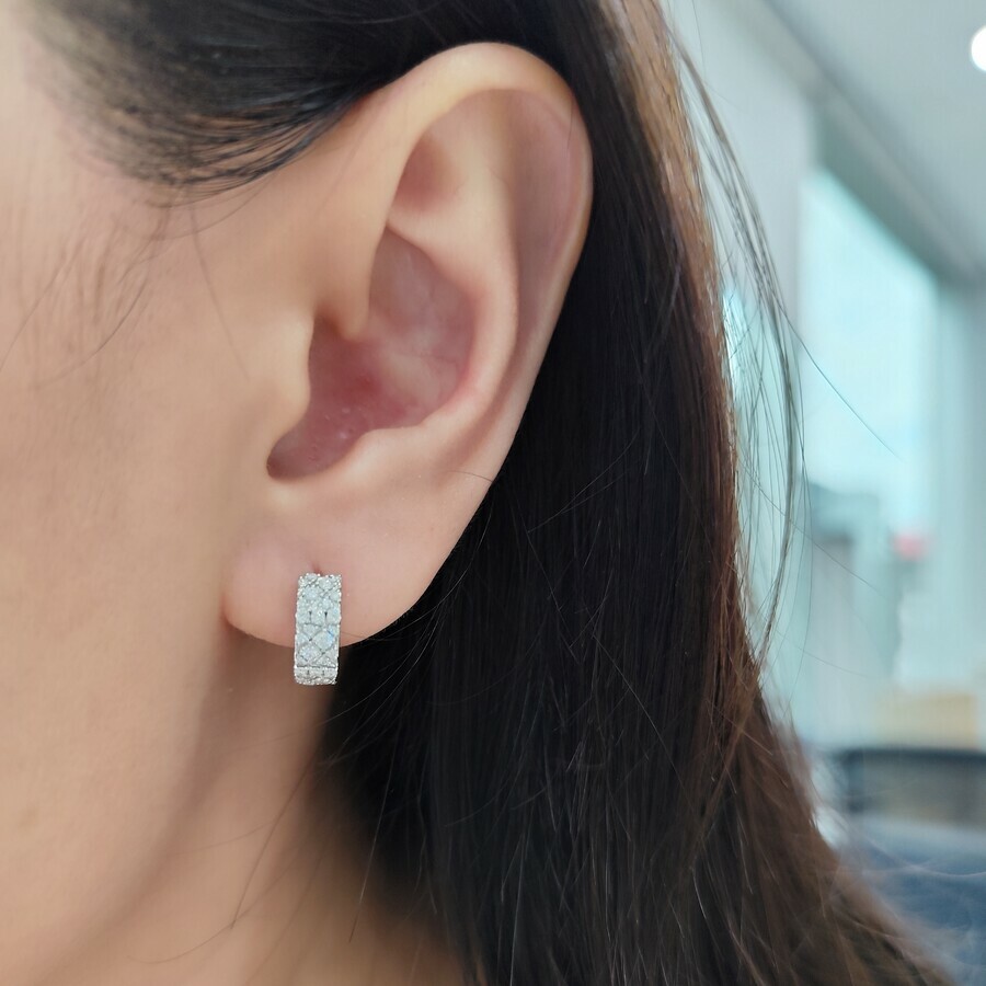 18K白金鑽石圈耳環