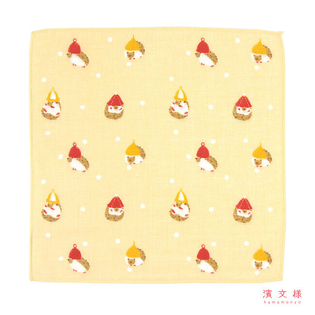 濱文様 刺蝟黃色手帕